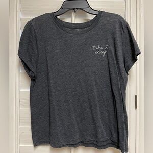 Abercrombie Grey Embroidered Take it Easy Tee - Size S